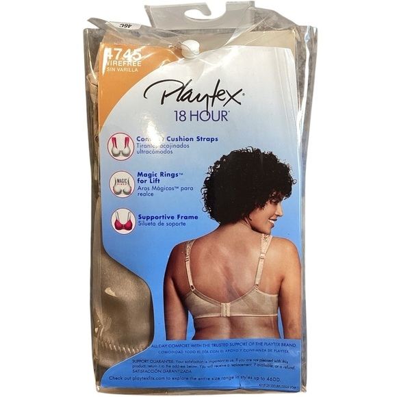 46C Playtex 18 Hour Ultimate Lift & Support Wireless Full Coverage Bra 4745 Nude - Picture 10 of 10